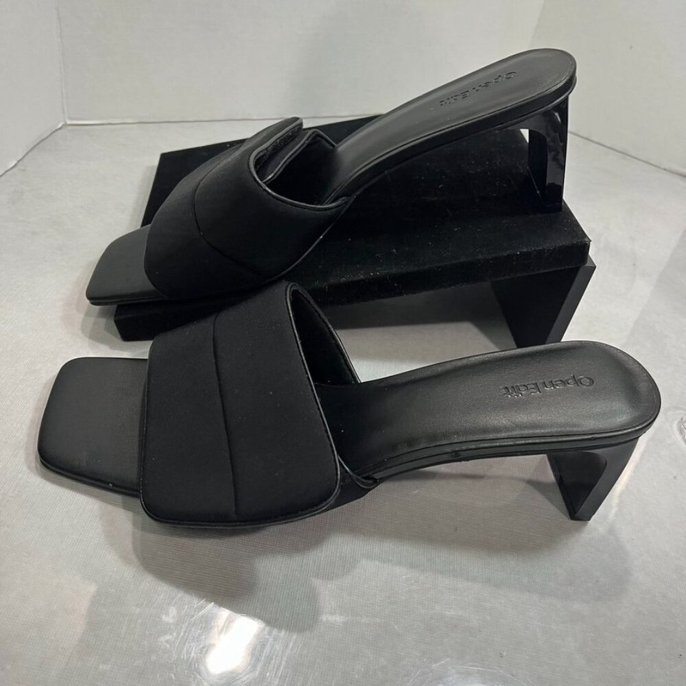 NEW Open Edit Cava Square Toe Mule Sandals Black Size 11 - Picture 3 of 12